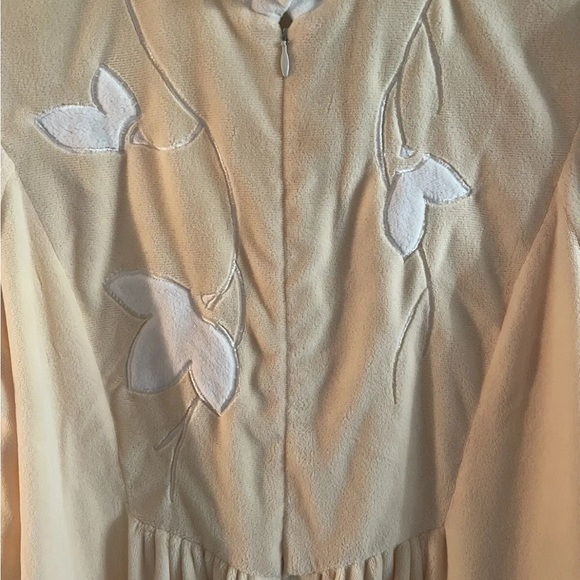 Vtg Diamond Tea Robe Women’s Medium Lounge Dress Nightgown Velour 1/2 Zip - Picture 3 of 9